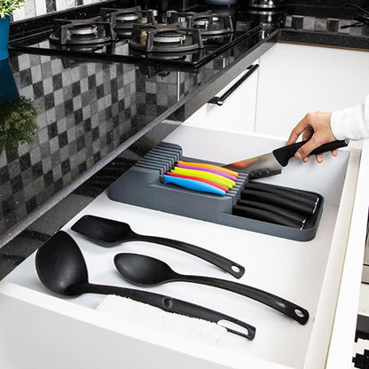 Decobella 18-Knife Block: Space Saving Double Row Knife Organizer for Kitchen, Protects &amp; Stores Knives - Dishwasher Safe