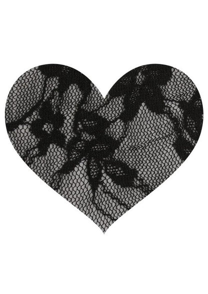 Peekaboos Satin And Lace Heart Pasties Self-Adhesive Nipple Covers