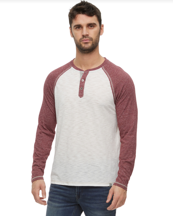 Eastpoint LS Blocked Siro Slub Henley - Maroon