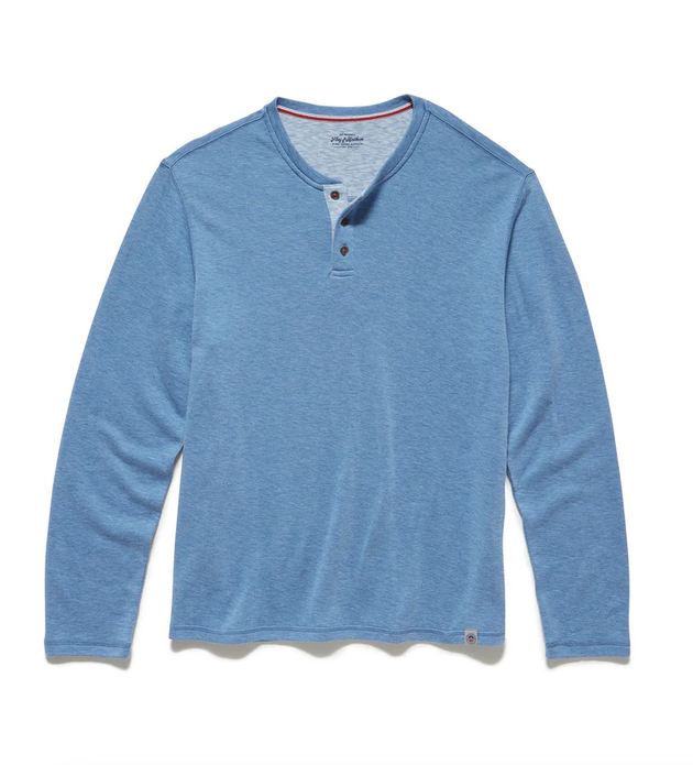 Bridgeport Double Knit Slub Henley - Med. Blue