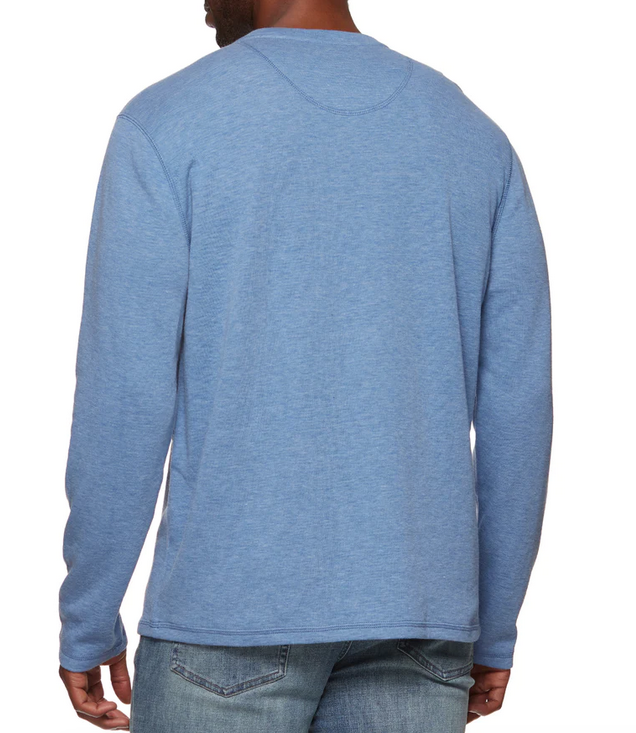Bridgeport Double Knit Slub Henley - Med. Blue