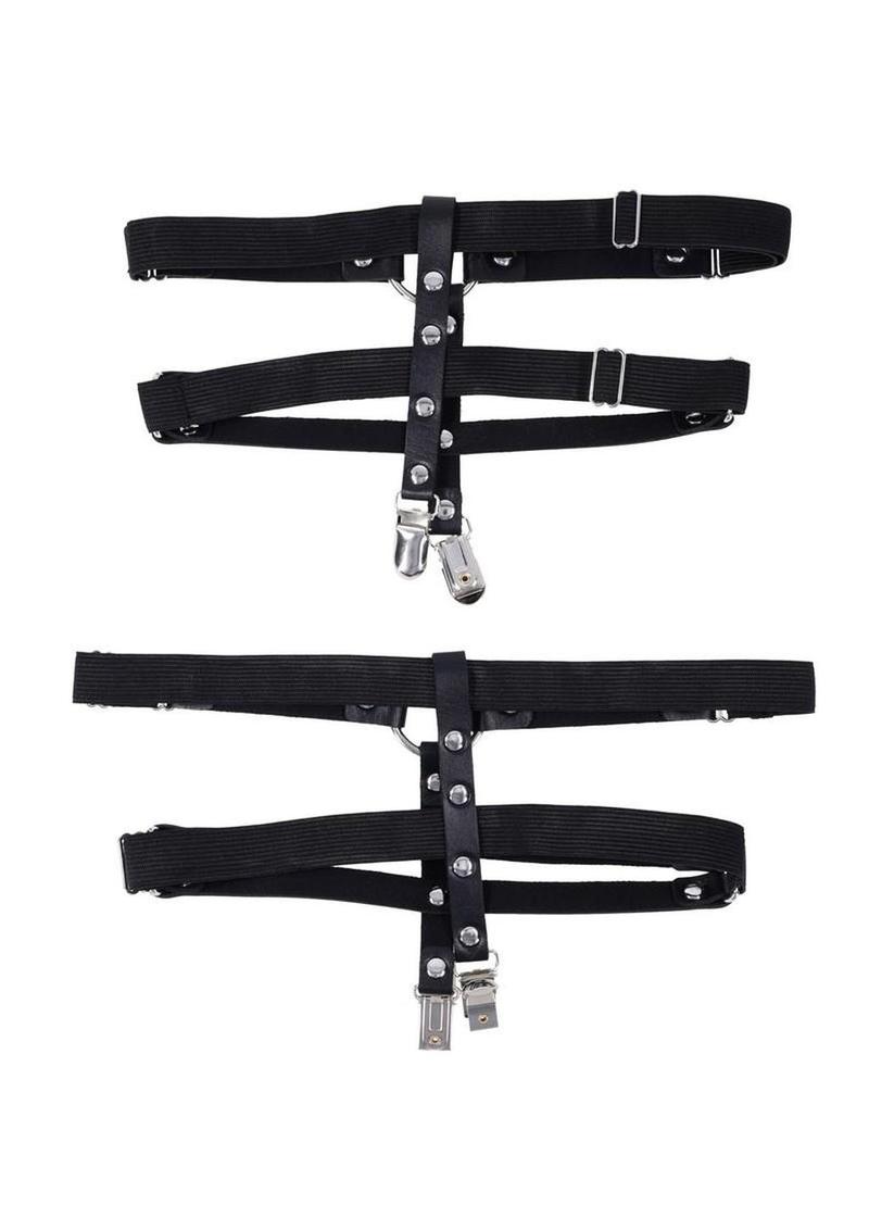 Leather Shadow Garters with Adjustable Straps