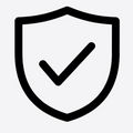 Icon representing shipping protection insurance with a shield and check mark for secure ordering.