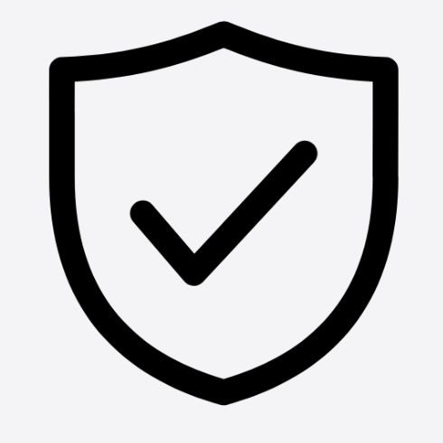 Icon representing shipping protection insurance with a shield and check mark for secure ordering.