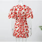 White Red Floral Ruched Puff Sleeve Mini Dress V-neck Ruffle Hem 3d Rose Dresses 2026 Summer Lady Party Sweet Date Vestidos New SHOPEZRA L.L.C.
