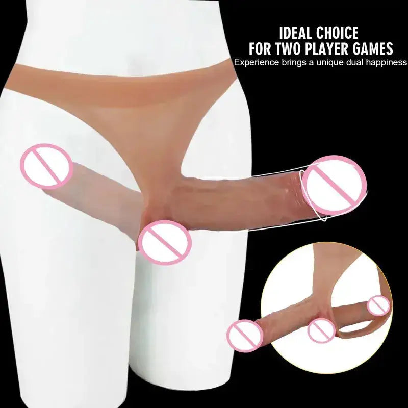 Silicone Double Penis Dildo Wearing Pants Dick Realistic Penis Toy for Lesbian Couple Strap on Masturbator Adult Sex Toys by Dropshipman