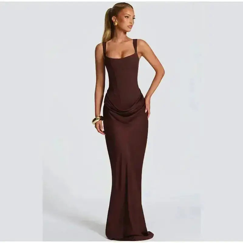 2026 New Sexy Women Square-neck Halter Mini Dress Pleated Sleeveless Backless High Waist Bodycon Dresses Summer Lady Party Robes by Dropshipman