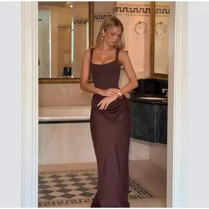 2026 New Sexy Women Square-neck Halter Mini Dress Pleated Sleeveless Backless High Waist Bodycon Dresses Summer Lady Party Robes by Dropshipman