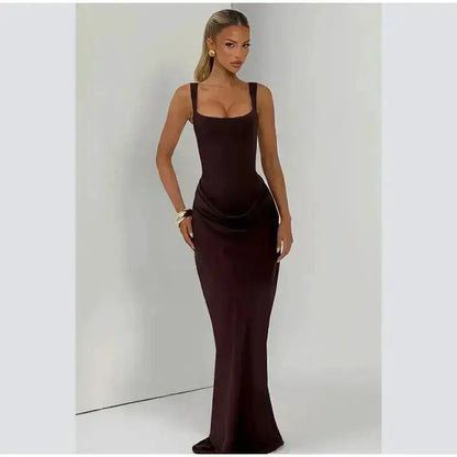 2026 New Sexy Women Square-neck Halter Mini Dress Pleated Sleeveless Backless High Waist Bodycon Dresses Summer Lady Party Robes by Dropshipman