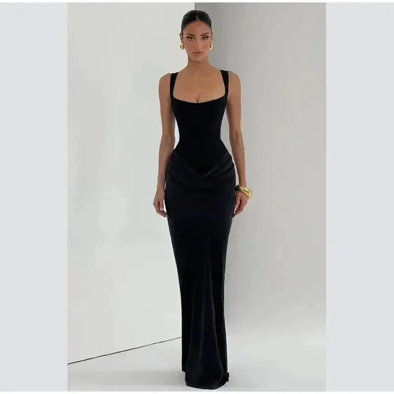 2026 New Sexy Women Square-neck Halter Mini Dress Pleated Sleeveless Backless High Waist Bodycon Dresses Summer Lady Party Robes by Dropshipman
