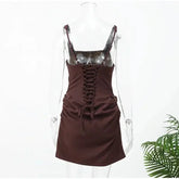 2026 New Sexy Women Square-neck Halter Mini Dress Pleated Sleeveless Backless High Waist Bodycon Dresses Summer Lady Party Robes SHOPEZRA L.L.C.