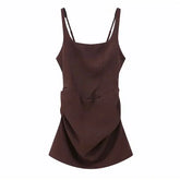 2026 New Sexy Women Square-neck Halter Mini Dress Pleated Sleeveless Backless High Waist Bodycon Dresses Summer Lady Party Robes SHOPEZRA L.L.C.