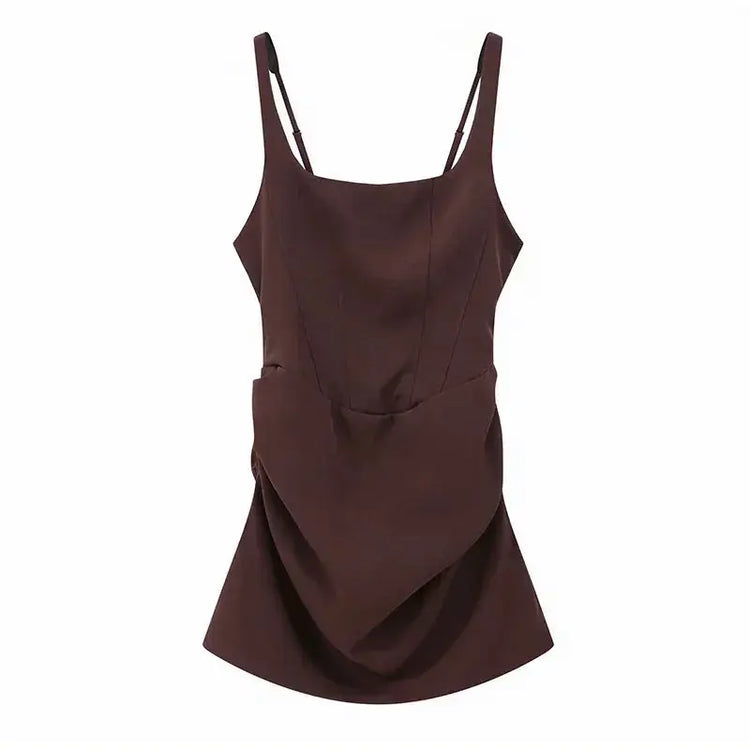 2026 New Sexy Women Square-neck Halter Mini Dress Pleated Sleeveless Backless High Waist Bodycon Dresses Summer Lady Party Robes SHOPEZRA L.L.C.