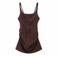 2026 New Sexy Women Square-neck Halter Mini Dress Pleated Sleeveless Backless High Waist Bodycon Dresses Summer Lady Party Robes SHOPEZRA L.L.C.