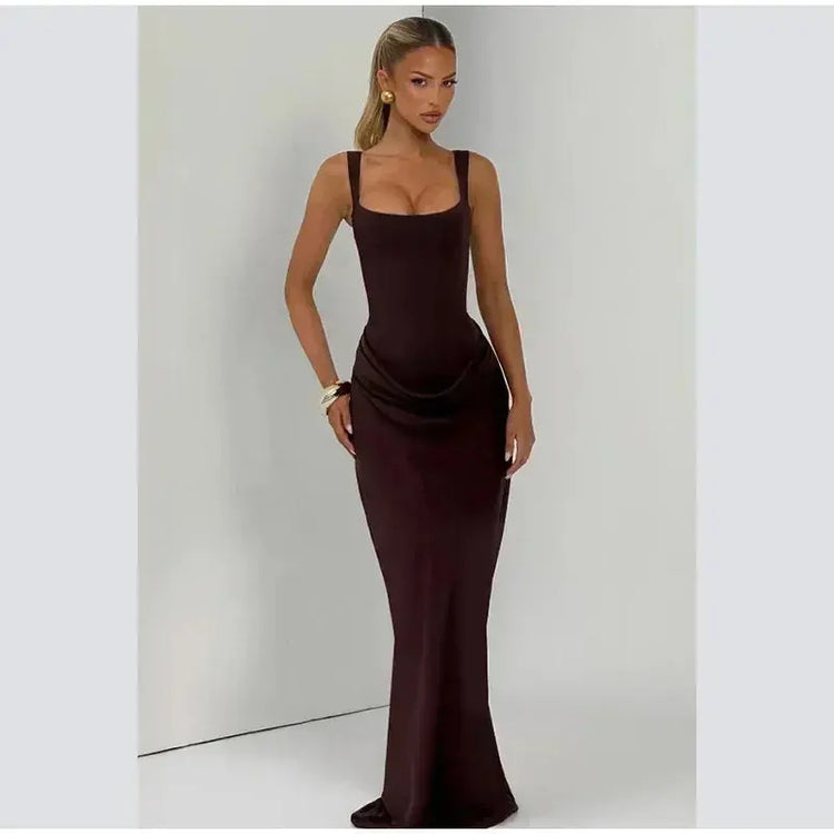 2026 New Sexy Women Square-neck Halter Mini Dress Pleated Sleeveless Backless High Waist Bodycon Dresses Summer Lady Party Robes SHOPEZRA L.L.C.