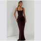 2026 New Sexy Women Square-neck Halter Mini Dress Pleated Sleeveless Backless High Waist Bodycon Dresses Summer Lady Party Robes SHOPEZRA L.L.C.