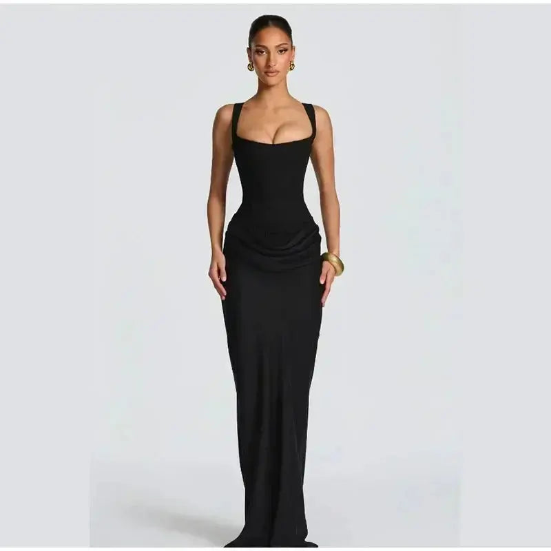 2026 New Sexy Women Square-neck Halter Mini Dress Pleated Sleeveless Backless High Waist Bodycon Dresses Summer Lady Party Robes SHOPEZRA L.L.C.