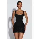 2026 New Sexy Women Square-neck Halter Mini Dress Pleated Sleeveless Backless High Waist Bodycon Dresses Summer Lady Party Robes SHOPEZRA L.L.C.