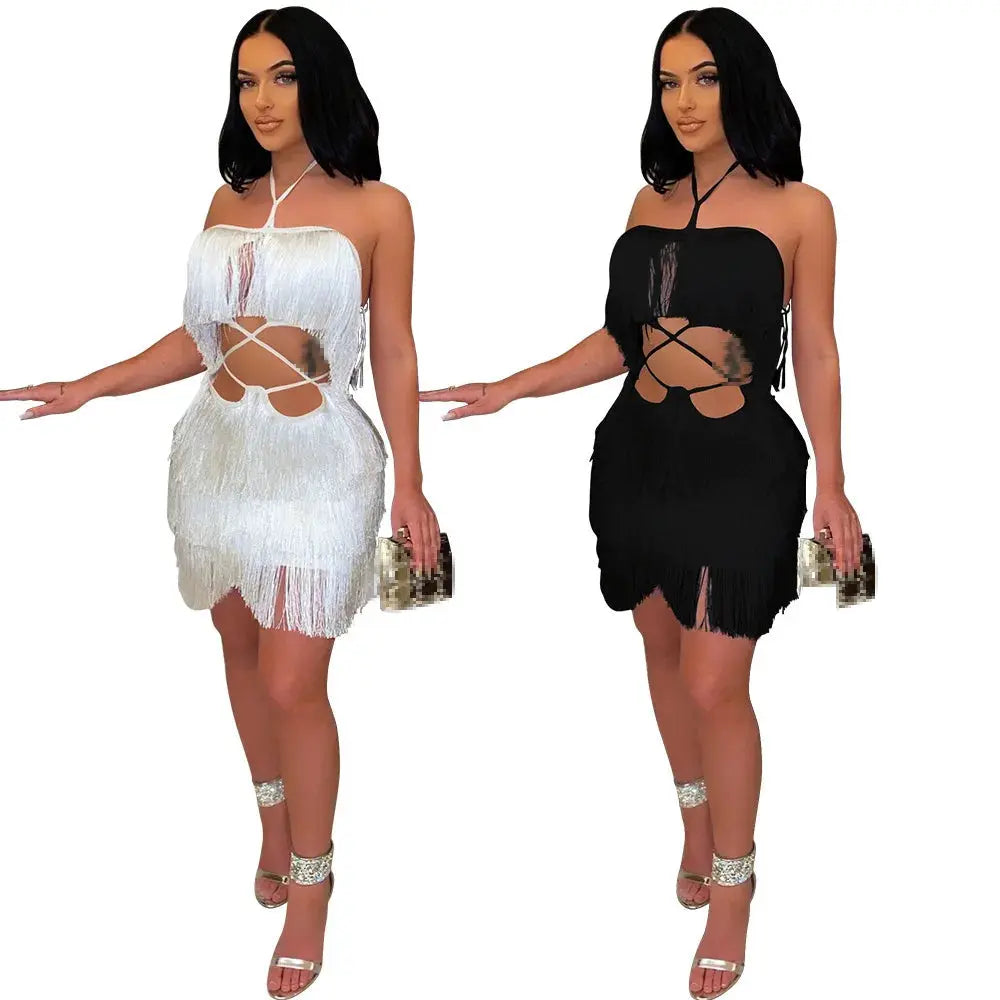 Black evening dress for women by SHOPEZRA L.L.C., stylish party dress with a sexy summer design, perfect for summer events.