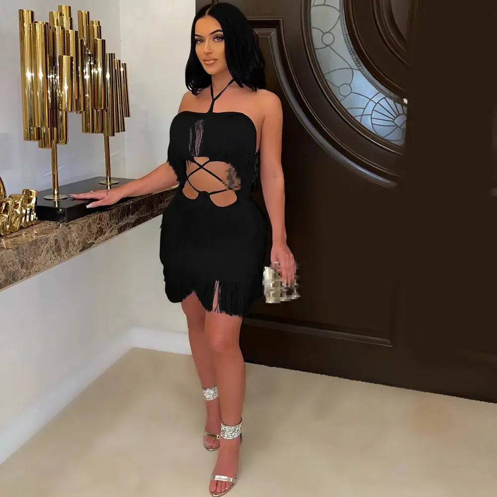 Black evening dress for women by SHOPEZRA L.L.C., stylish party dress with a sleeveless design, perfect for summer occasions.