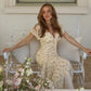 Vintage Print High Neck Midi Dress Belted Waist Bell Sleeve Flared Hem 2026 Summer Spring Chic Women Elegant Wedding Guest Gown SHOPEZRA L.L.C.