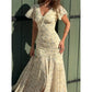 Vintage Print High Neck Midi Dress Belted Waist Bell Sleeve Flared Hem 2026 Summer Spring Chic Women Elegant Wedding Guest Gown SHOPEZRA L.L.C.
