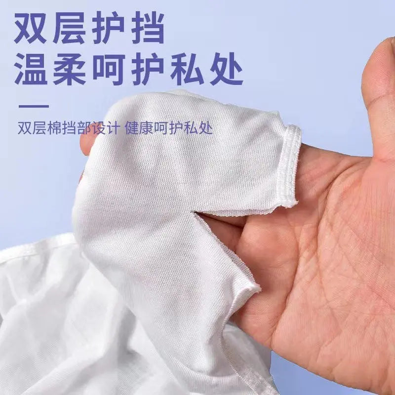 White disposable women's underwear triangle style, individually packaged, suitable for maternity, confinement, or travel use.