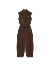 Women Long Jumpsuits 2026 Sleeveless Playsuits Elegant Solid Color Rompers Casual Stand Collar Belt Fashion Commuting Outfit SHOPEZRA L.L.C.
