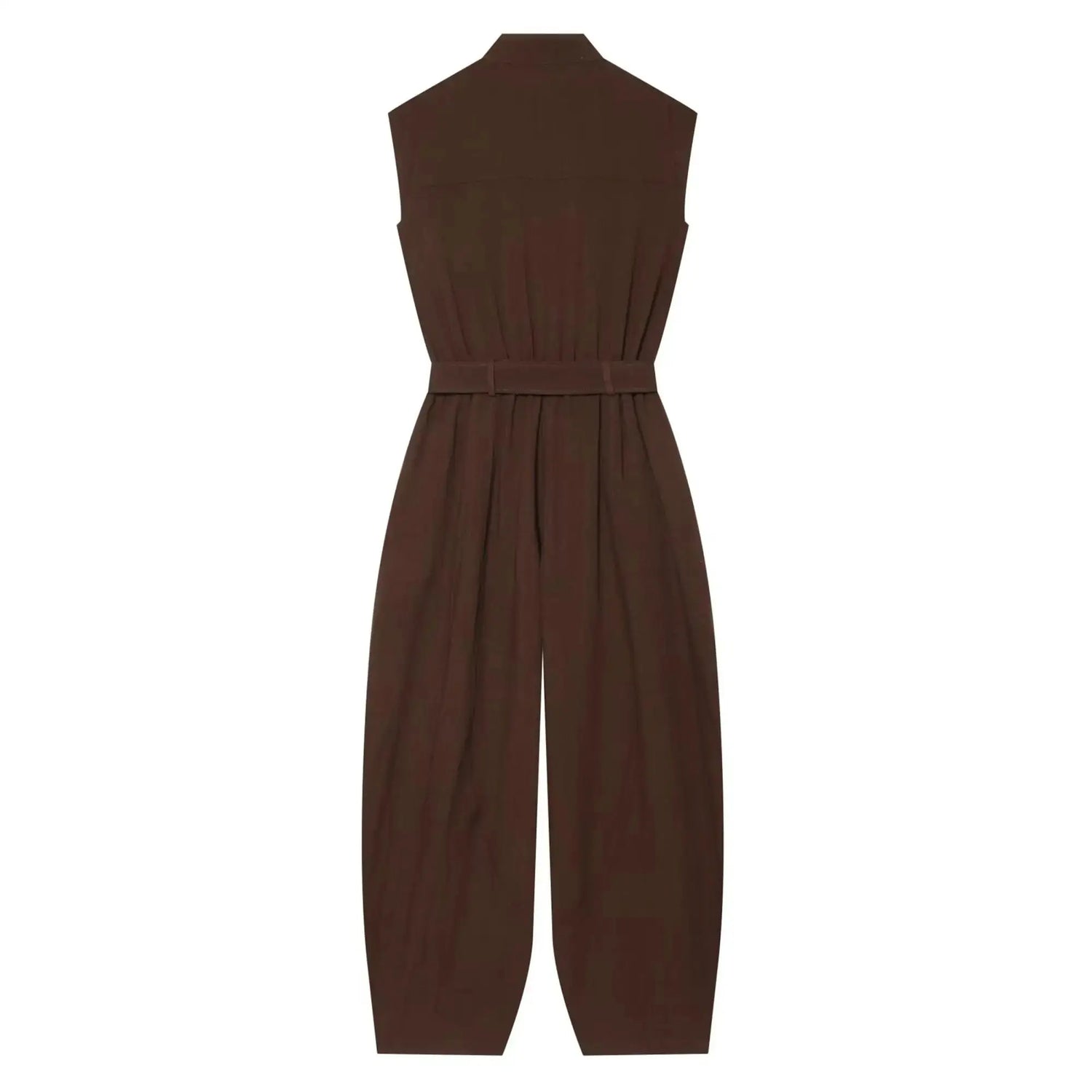 Women Long Jumpsuits 2026 Sleeveless Playsuits Elegant Solid Color Rompers Casual Stand Collar Belt Fashion Commuting Outfit SHOPEZRA L.L.C.