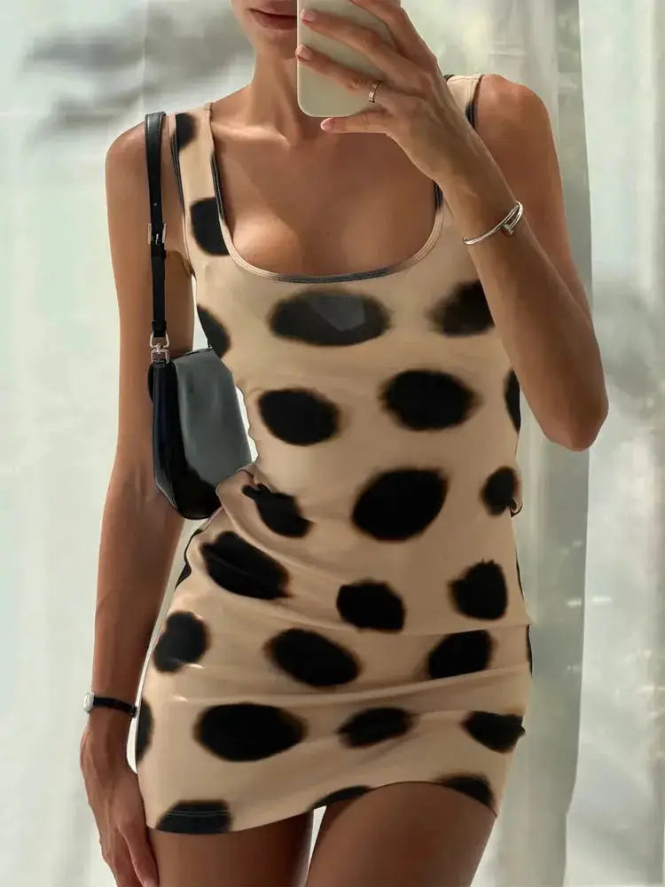 Women Two Tone Dot Print Long Sleeve Split Midi Dress Y2K Deep V Drawstring Slim Mermaid Skirt 2026 Street Club Party Outfit by Dropshipman