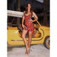 Damen Zweifarbiger Tupfen-Print Langarm Split Midikleid Y2K Tiefer V-Ausschnitt Kordelzug Schmale Meerjungfrauenrock 2026 Street Club Party Outfit