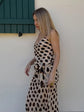 Damen Zweifarbiger Tupfen-Print Langarm Split Midikleid Y2K Tiefer V-Ausschnitt Kordelzug Schmale Meerjungfrauenrock 2026 Street Club Party Outfit