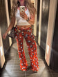 Damen Zweifarbiger Tupfen-Print Langarm Split Midikleid Y2K Tiefer V-Ausschnitt Kordelzug Schmale Meerjungfrauenrock 2026 Street Club Party Outfit