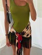 Damen Zweifarbiger Tupfen-Print Langarm Split Midikleid Y2K Tiefer V-Ausschnitt Kordelzug Schmale Meerjungfrauenrock 2026 Street Club Party Outfit