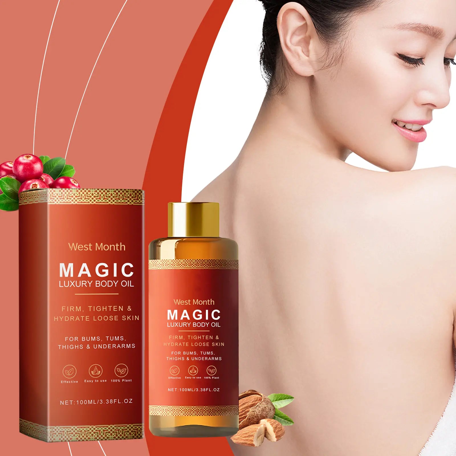 Set of three 100ml bottles of SHOPEZRA L.L.C. Soothing Body Oil with lightweight, nourishing formula and natural ingredients.
