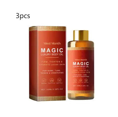 Set of three 100ml bottles of SHOPEZRA L.L.C. Soothing Body Oil with elegant glass bottles and dropper caps.