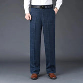 Flat Cashmere Suit Trouser For Male Loose Plaid Hight Waist Classic Straight Formal Mens Dress Pants Business Size 42 44 SHOPEZRA L.L.C.