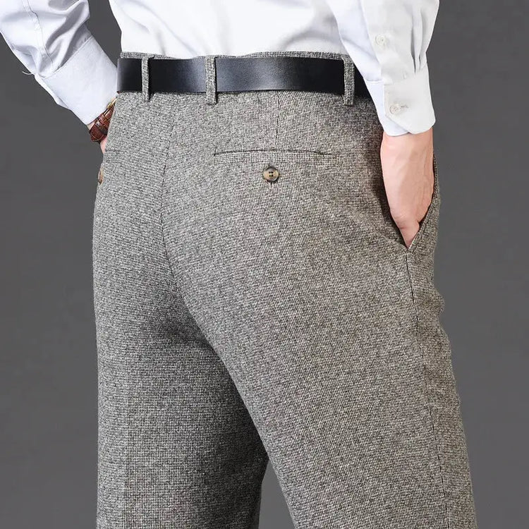 Flat Cashmere Suit Trouser For Male Loose Plaid Hight Waist Classic Straight Formal Mens Dress Pants Business Size 42 44 SHOPEZRA L.L.C.