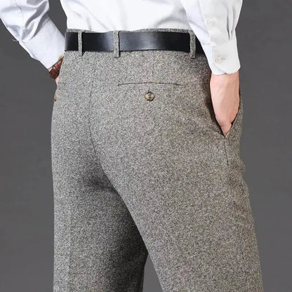 Flat Cashmere Suit Trouser For Male Loose Plaid Hight Waist Classic Straight Formal Mens Dress Pants Business Size 42 44 by Dropshipman