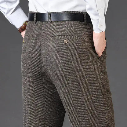 Flat Cashmere Suit Trouser For Male Loose Plaid Hight Waist Classic Straight Formal Mens Dress Pants Business Size 42 44 by Dropshipman