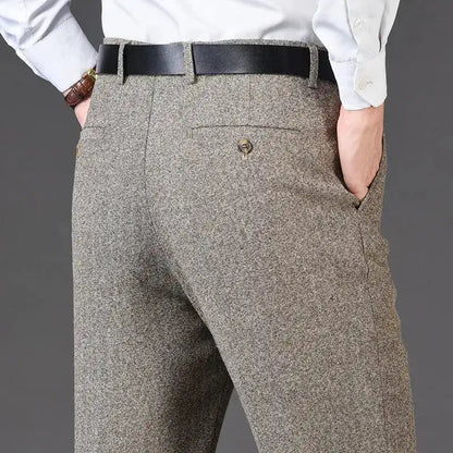 Flat Cashmere Suit Trouser For Male Loose Plaid Hight Waist Classic Straight Formal Mens Dress Pants Business Size 42 44 by Dropshipman