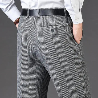 Flat Cashmere Suit Trouser For Male Loose Plaid Hight Waist Classic Straight Formal Mens Dress Pants Business Size 42 44 by Dropshipman