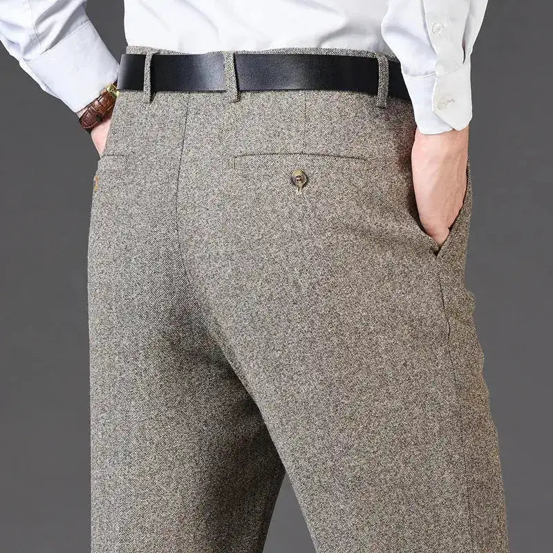 Flat Cashmere Suit Trouser For Male Loose Plaid Hight Waist Classic Straight Formal Mens Dress Pants Business Size 42 44 by Dropshipman