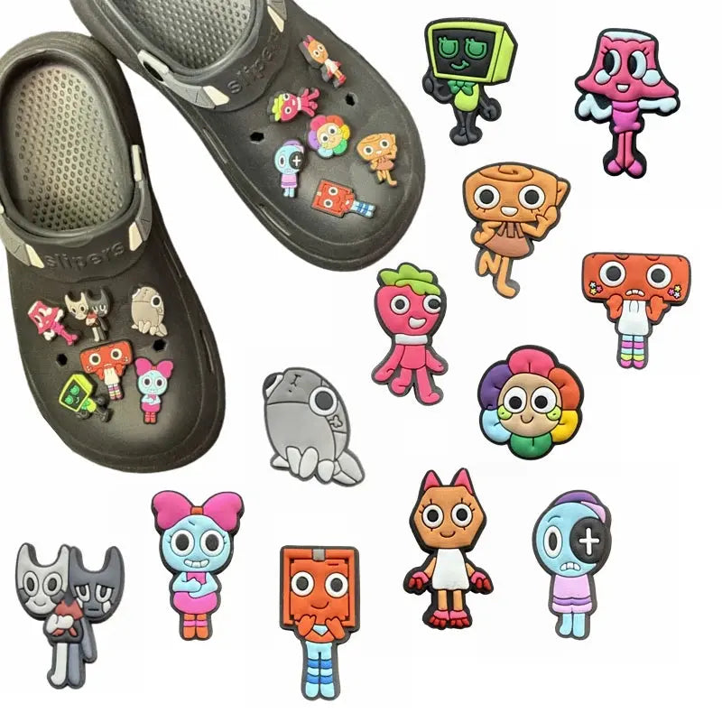 12pcs Dandys World game series shoe charms by SHOPEZRA L.L.C., waterproof PVC decorations, assorted styles for summer footwear.