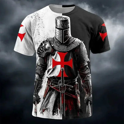 3D Print Templar Knight Warrior T-Shirt For Men Medieval Graphic Short Sleeve Tees Summer Casual Street Tops Round Neck T Shirts by Dropshipman