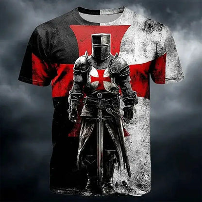 3D Print Templar Knight Warrior T-Shirt For Men Medieval Graphic Short Sleeve Tees Summer Casual Street Tops Round Neck T Shirts by Dropshipman