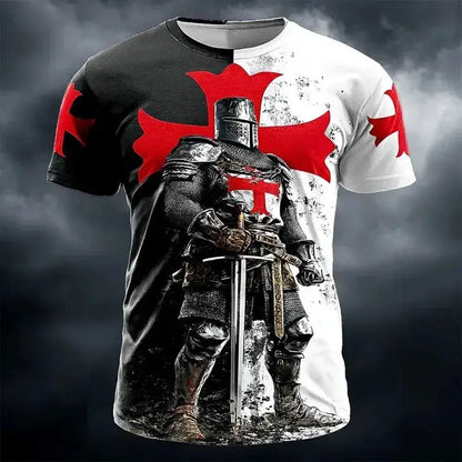 3D Print Templar Knight Warrior T-Shirt For Men Medieval Graphic Short Sleeve Tees Summer Casual Street Tops Round Neck T Shirts by Dropshipman