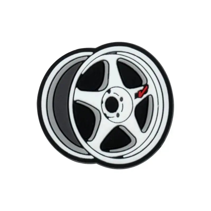 Set of 9 Jeep sports car shoe charms with turbine hub and anchor pin designs for boys and kids, shoe decoration accessories.