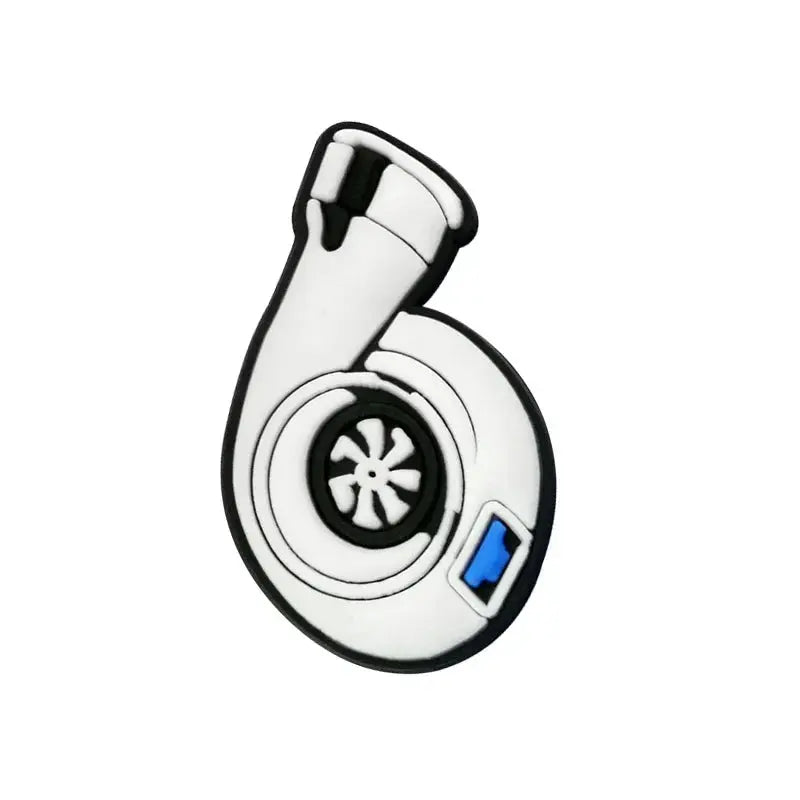 Set of 9 Jeep sports car shoe charms including turbine hub and ship's anchor pin for boys and kids shoe decoration.