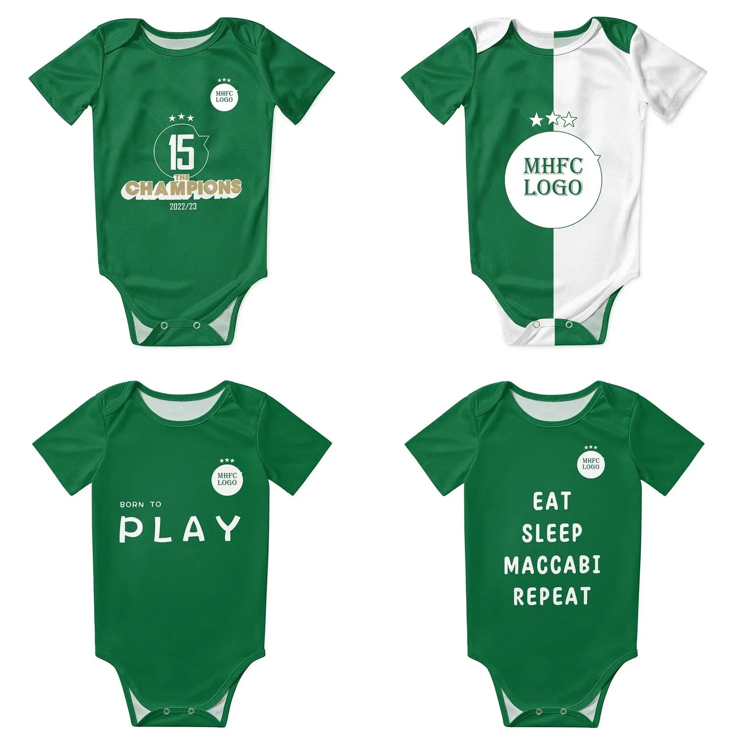 Maccabi MHFC Haifa Green Apes Baby Bodysuit Unisex Shirt Newborn Onesie Boy Girl Undershirt Outfit Baby Romper SHOPEZRA L.L.C.